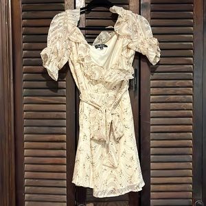 Cream Floral Mini Dress